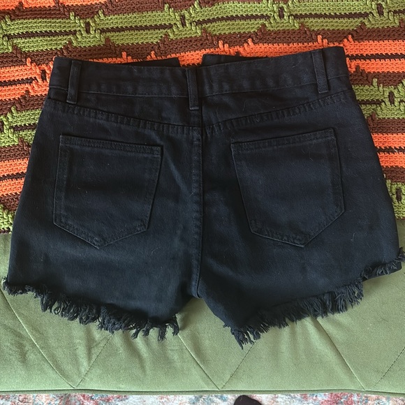 Black High Waist Jean Shorts - Picture 2 of 5